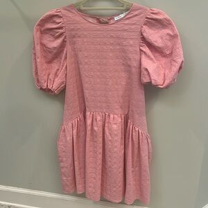English Factory pink dress size medium, puff sleeve